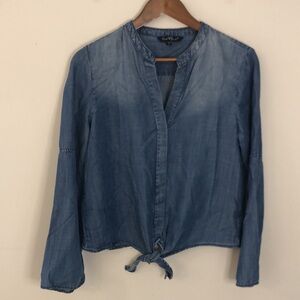 Velvet Heart Denim Shirt button front v neck bow waist coastal cowgirl rodeo SM
